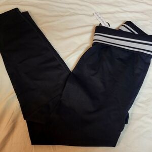 Black Athletic Women's Pants With Foldable Waistband